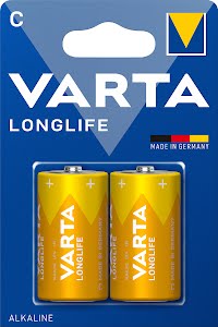 VARTA Longlife, Alkaline Battery, C, Baby, LR14, 1,5V, 2-pack, Made in Germany
