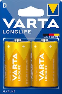 VARTA Longlife, Alkaline Battery, D, Mono, LR20, 1,5V, 2-pack, Made in Germany