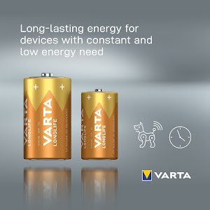 VARTA Longlife, Alkaline Battery, D, Mono, LR20, 1,5V, 2-pack, Made in Germany