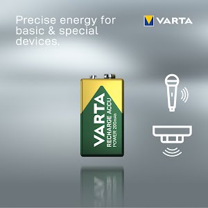 VARTA Recharge Accu Power 9V 200 mAh 1-pack (Pre-charged NiMH Accu, 9V, rechargeable battery, ready to use)