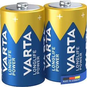 VARTA Longlife Power, Alkaline Battery, D, Mono, LR20, 1,5V, 2-pack, Made in Germany