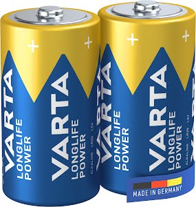 VARTA Longlife Power, Alkaline Battery, C, Baby, LR14, 1,5V, 2-pack, Made  in Germany (4008496559312)