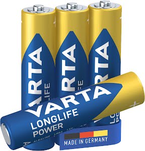 VARTA Longlife Power, Alkaline batterij, AAA, Micro, LR03, 1,5V, 4-pack, Made in Germany