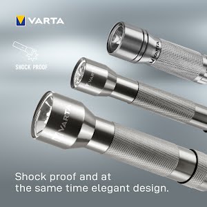 VARTA Premium Light F10 Flashlight incl. 3x Longlife Power AAA Flashlight Light Lamp Flashlight with aluminum housing for household, camping, fishing, garage, power failures, outdoor