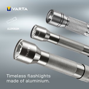 VARTA Premium Light F10 Flashlight incl. 3x Longlife Power AAA Flashlight Light Lamp Flashlight with aluminum housing for household, camping, fishing, garage, power failures, outdoor