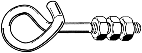 Safety swing hook with 3 hexagon nuts Steel Zinc plated M12X180X80