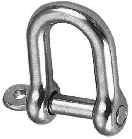 Straight D-shackle with captive pin Stainless steel A4 6MM