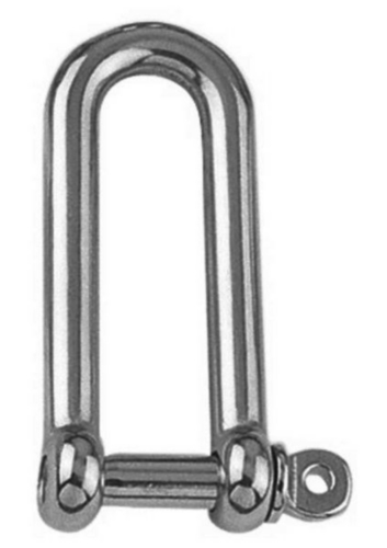 Straight D-shackle long Stainless steel A4 5MM