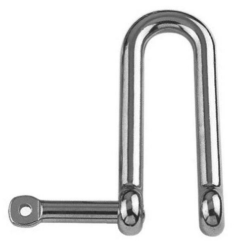 Straight D-shackle long with captive pin Stainless steel A4 5MM