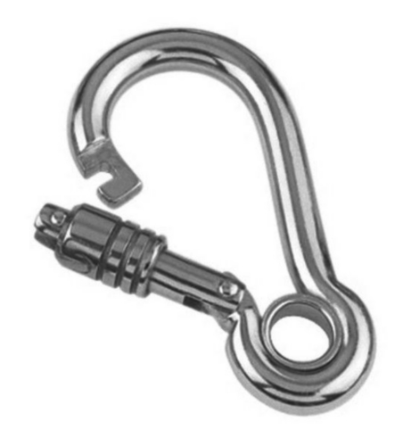 Spring hook with eyelet and self-lock nut Stainless steel A4 6X60MM