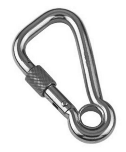 Spring hook with eye and screw nut, asymmetric Stainless steel A4 6X60MM