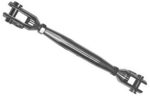 Turnbuckle with two forks, milled forkhead Stainless steel A4 M12