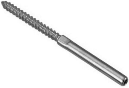 Swage stud with wood thread, right Stainless steel A4 4MM