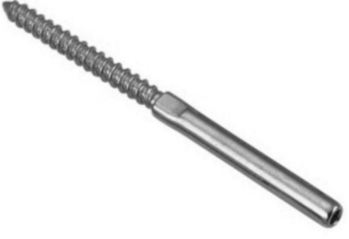 Swage stud with wood thread, left Stainless steel A4 3MM