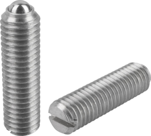 Spring plungers with slot and ball, standard spring force, long version Stainless steel 1.4305