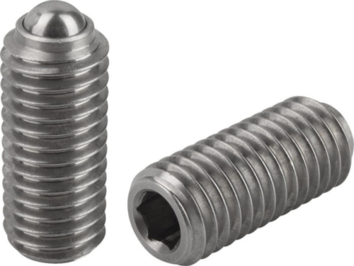 Spring plungers with hexagon socket and ball standard spring force Stainless steel 1.4305