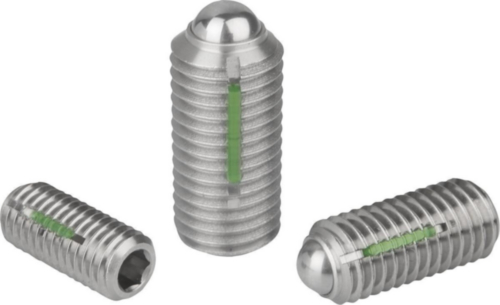 Spring plungers with hexagon socket and ball, LONG-LOK secured standard spring force Stainless steel 1.4305