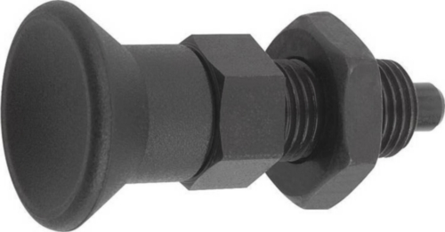 KIPP Indexing plungers, non-lockout type, with locknut Otel, pin tratat, maner plastic Oxid negru