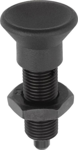 KIPP Indexing plungers without collar, with locknut Metric fine thread Steel 5.8, hardened pin Black oxide