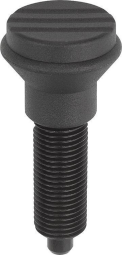 KIPP Indexing plungers without collar, high, without locknut Filet metric fin Otel 5.8, pin tratat Oxid negru
