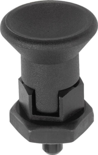 KIPP Indexing plungers, short, lockout type, with locknut Metric fine thread Steel 5.8, hardened pin, plastic grip Black oxide