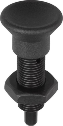 KIPP Indexing plungers without collar with extended pin with locknut Métrica fina Acero inoxidable 1.4305, pino no endurecido, cable de plástico