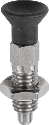 KIPP Indexing plungers, non-lockout type, with locknut Stainless steel 1.4305, pin not hardened, plastic grip