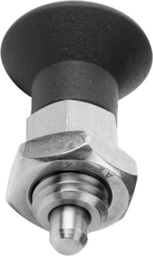 KIPP Indexing plungers, short, non-lockout type, with locknut Stainless steel 1.4305, pin not hardened, plastic grip 3MM