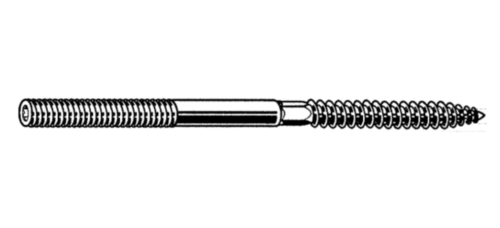 Dowel screw with hexagonal shank, Stainless steel A2