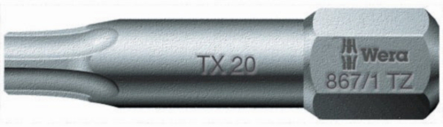 Bit 867/1 TZ 1/4 inch T 20 length 25 mm torsion zone, tough-hard WERA