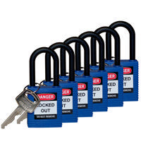 Brady Safety padlock 38MM W/PS BLUE KD 6PC