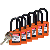 Brady Safety padlock 38MM W/PS ORANGE KD 6PC