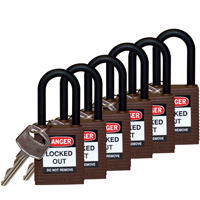 Brady Safety padlock 38MM W/PS BROWN KD 6PC