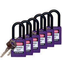 Brady Safety padlock 38MM W/PS VIOLET KD 6PC