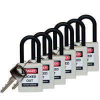 Brady Safety padlock 38MM W/PS WHITE KD 6PC