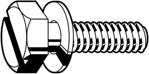 Slotted screw and washer assembly with plain washer DIN ≈6900 Steel Zinc plated yellow passivated 5.8