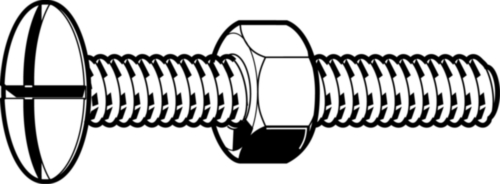 Double slotted mushroom head screw NF E25-129 Steel Zinc plated 4.8 with nut