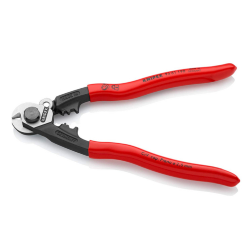 Wire rope shears length 190 mm polished plastic-coated KNIPEX