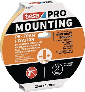 Montageband Mounting PRO PE-Fixation 66957 wit lengte 25 m breedte 19 mm TESA
