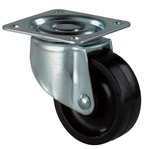 Zwenkwiel wiel-d. 50 mm draagvermogen 40 kg met schroefplaat kunststof zwart BS ROLLEN