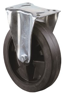 Bokwiel wiel-d. 125 mm draagvermogen 150 kg volledig van rubber plaat L115xB85 BS ROLLEN