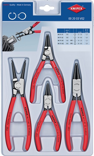 Circlip pliers set 4-part stable plastic pack. 10–60 mm KNIPEX