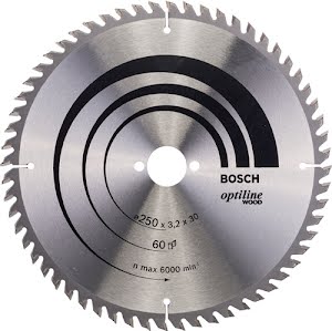 Circular saw blade Optiline Wood external dm 250 mm no. of teeth 60 WZ bore 30 m