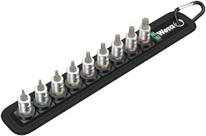 Socket spanner set Belt 3 9-part 1/4 inch T8–T40 for internal TORX® screws WERA