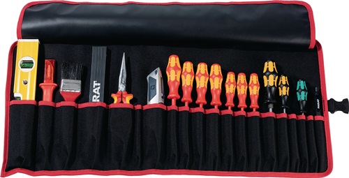 Trousse à outils enroulable 20 compartiments l.740xH330 mm nylon noir/rouge PARA