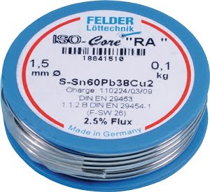 Solder wire ISO-Core® RA 1.5 mm 100 g S-Sn60Pb39Cu1 FELDER