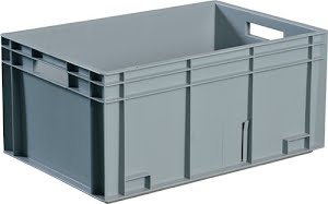 Promat Stackable transport container L 600 x W 400 x H 220 mm greyP open handle close