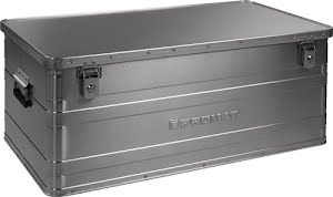 Promat Aluminium box L 900 x W 490 x H 380 mm 140 l with hinged catch and cylinder lock