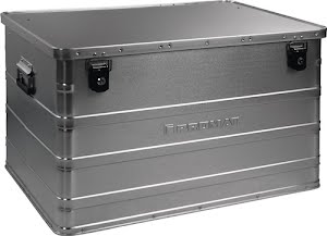 Promat Aluminium box L 790 x W 560 x H 475 mm 184 l with hinged catch and cylinder lock