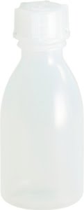 Fles met nauwe hals totale hoogte 105 mm totale d. 47 mm polyethyleen (LDPE) HÜNERSDORFF
